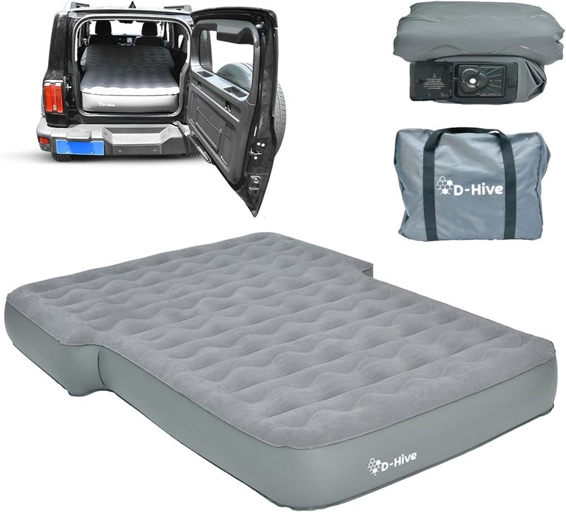 Hive SUV Air Mattress, Ultra-Thick Material Extra-High Car Air Mattress, SUV Mattress for Toyota 4runner, Car Mattress w/Built-in Pump Inflatable Car Air Mattress Grey - Image 1